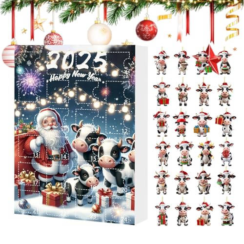 Biniveil Weihnachts Countdown | Niedliche Kalender mit 24 Kuhfiguren | Lustige Cartoon Figuren Deko Für Kinder Und Erwachsene Familie von Biniveil