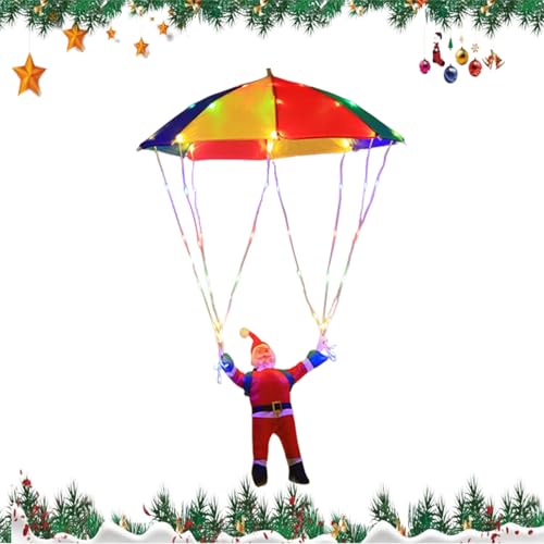 Biniveil Weihnachts| Fallschirm Santa Claus LED,Wassergeschützte Stimmungsbeleuchtung Mit 8 Modi Für Baum Garten Terrasse Fenster Balkon Innenbereich von Biniveil