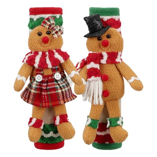 Biniveil Weihnachts-Griffabdeckungen für Küchengeräte,Weihnachts-Kühlschrankgriffabdeckungen | 2x Lebkuchenmann-Griffschutz - Kühlschrank-Türgriffabdeckungen für Geschirrspüler, von Biniveil