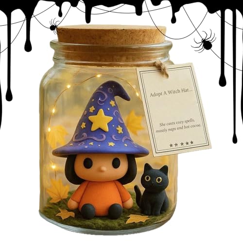 Halloween Figuren Glas | Hexenfigur Mit Katze Und Hut | Fotografie Deko Für Schlafzimmer Studentenzimmer Küche Arbeitszimmer Eingangsbereich Halloween Figuren Glas | Hexenfigur Mit Katze Und Hut | Fotografie Deko Für Schlafzimmer Studentenzimmer Küche Arbeitszimmer Eingangsbereich von Biniveil