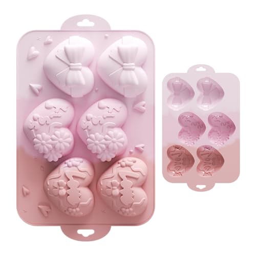 Herzförmige Silikonform | Herzförmige Cake Pop Form - Lebensmittelechte Form Mit Reliefmuster Für Kuchen Seife Dessert Backen Mousse Brownie Käse Pudding von Biniveil