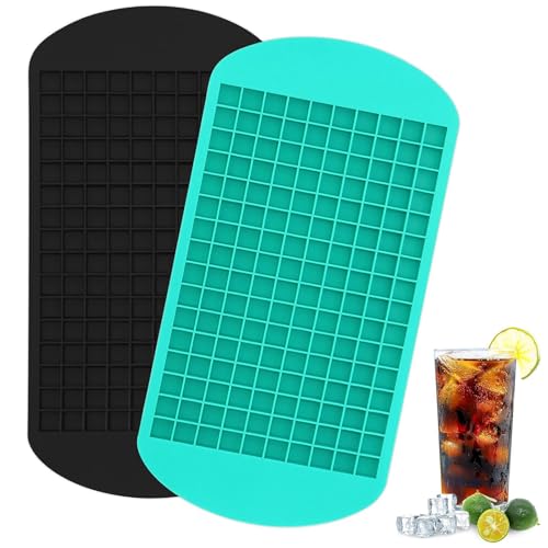Binnan 2 Stück Klein Eiswürfel Quadrat Form Schimmel,1 x 1 cm Eiswürfelschalen BPA Frei,160 Gitter Mini Eiswürfelform Silikon Küchenutensilien für die Zubereitung von Getränken und kleinen Desserts von Binnan