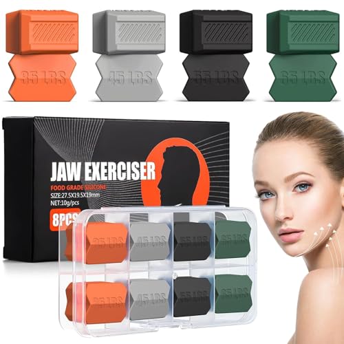 Binnan 8-teiliger Kiefertrainer,Silikon Jawline Trainer,Leistungsstarker Kiefertrainer mit 4 Widerstandsstufen für Männer Frauen Jaw Design,Zur Stärkung und Straffung von Kiefer Nacken Damen Männer Binnan 8-teiliger Kiefertrainer,Silikon Jawline Trainer,Leistungsstarker Kiefertrainer mit 4 Widerstandsstufen für Männer Frauen Jaw Design,Zur Stärkung und Straffung von Kiefer Nacken Damen Männer von Binnan