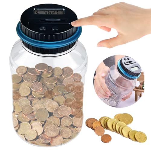 Binnan Digitale Spardose,Kleingeld Aufbewahrung Topf mit LCD-Display,1.8L Münzzähler Groß mit Schloss,Digital Piggy Bank Coin Bank Durchsichtig Spardose mit Zähler für Erwachsene und Kindergeschenk von Binnan
