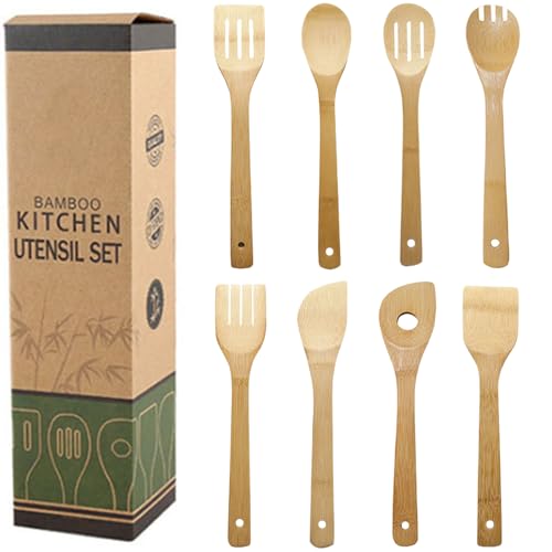 Binnan Holzlöffel Kochen Besteckhalter Kuechenhelfer Set,8-Teiliges Kochutensilien-Set,Kochlöffel Kochgeschirr mit Spatel,Nachhaltiges Kocheneinfach zu Reinigendes Kochgeschirr für Antihaft-Pfannen Binnan Holzlöffel Kochen Besteckhalter Kuechenhelfer Set,8-Teiliges Kochutensilien-Set,Kochlöffel Kochgeschirr mit Spatel,Nachhaltiges Kocheneinfach zu Reinigendes Kochgeschirr für Antihaft-Pfannen von Binnan