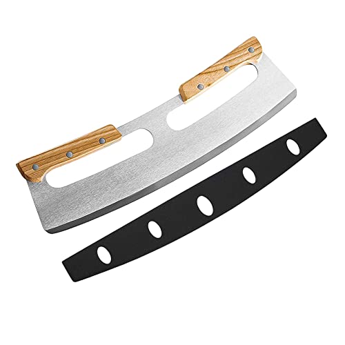 Binnan Pizzaschneider Edelstahl Pizza Wiegemesser mit Holzgriff Vielseitig einsetzbares Wiegemesser Pizzamesser Pizzacutter von Binnan