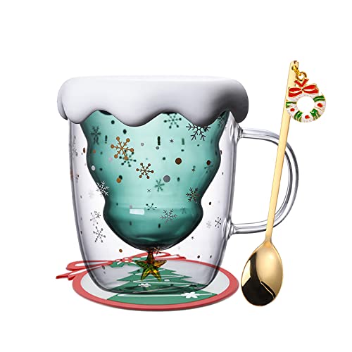 Binoster Süße tassen Weihnachten Becher Kaffee Teegläser Trinkgläser Kaffeeglas Doppelwandige Isolierglas Espressotasse, 300 milliliters von Binoster