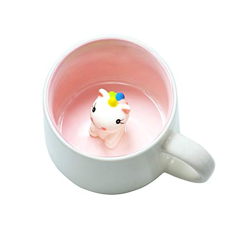 Einhorn-Tasse Teetasse aus Keramik Einzigartig Handgefertigt Neuheit 3D-Kaffeetassen, Personalisiert Tassen für Schokolade Tee Milch, für Geburtstage, Einhorn-Party, Frauen Mädchen Freundin von Binoster