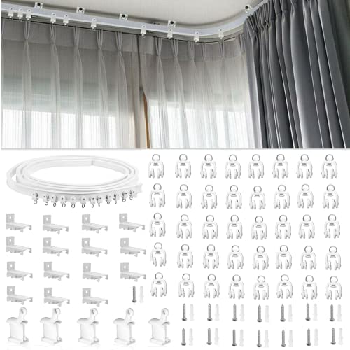 TOPWA Vorhangschiene 5 m Flexibler Kunststoff PVC Läufer Duschvorhänge Raumteiler Side Clamping von Binwat