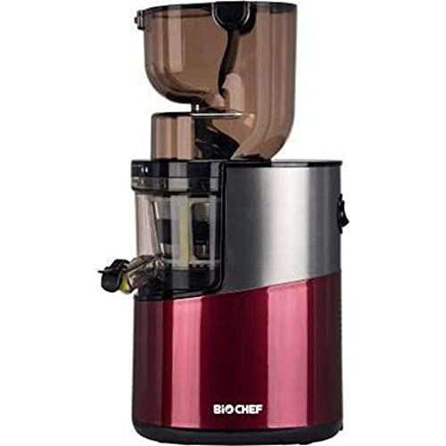 BioChef Altas Entsafter Whole Slow Juicer Pro - Ultra Leistungsstarker Motor, Einfach Gemüse & Früchte Entsaften mit XXL Einfüllschacht, Spülmaschinen Geeignete Einzelteile in Weinrot von Bio Chef