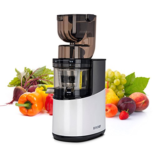 Bio Chef Altas Entsafter Whole Slow Juicer Pro - Ultra Starker Motor 350W, Einfach Gemüse & Früchte Entsaften mit XXL Einfüllschacht, Spülmaschinen Geeignete Einzelteile (Weiß) von Bio Chef
