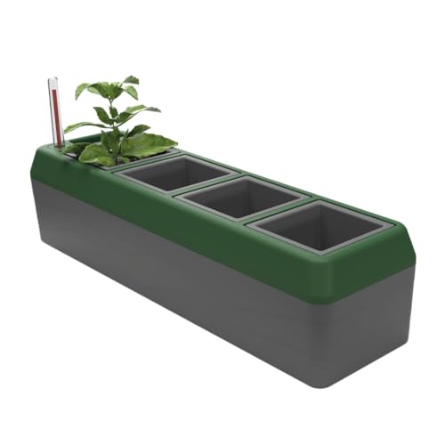 Bio Green Fensterbank-Kräuterbeet Provence | integriertes Bewässerungssystem | 4 Töpfe | Anzuchtset Indoor | Pflanzgefäß mit Wasserstandsanzeige von Bio Green