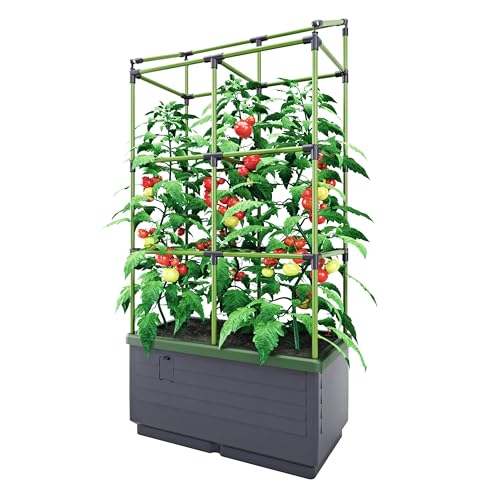 Bio Green Pflanzkübel CITYJUNGLE | Hochbeet für Balkon und Terrasse | Wasserspeicher und Rankhilfe integriert | Blumenkasten für Gemüse und Kräuter | 62 x 33 x 128 cm von Bio Green