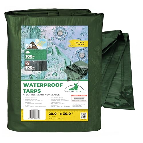 Bio Green RX-90-20x30-G Waterproof 20 x 30 – Multipurpose Heavy Duty Tarp – Multi-Layered Cross-Laminated Film Tarpaulin – Ideal for Farming, Camping, Furniture Cover, 20x30 von Bio Green