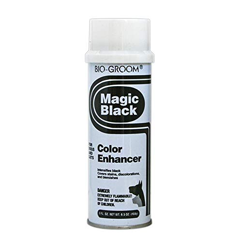 BIO-GROOM - Magic Black Hundetrockenshampoo - Trockenshampoo-Spray - Farbverstärkendes Hundeprodukte - Schwärzt und intensiviert die Fellfarbe - Hinterlässt Keine Flecken - 184 g von Bio-groom
