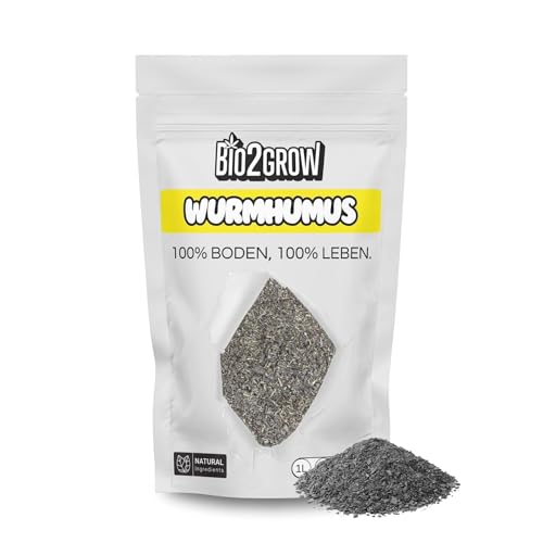 Bio2grow Wurmhumus 2L Organisch - Nährstoffreicher Bodenverbesserer - Für Garten & Zimmerpflanzen von Bio2Grow
