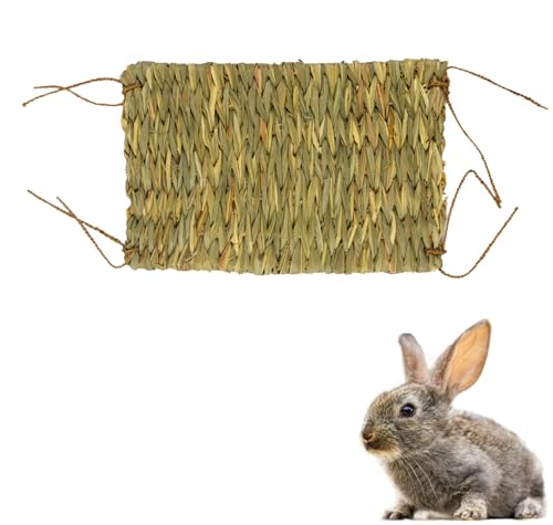 BioEcoLux 2er Set Handgewebte Grasmatten für Kleintiere – Natürliche Knabbermatte für Kaninchen, Meerschweinchen & Hamster – Beschäftigungsspielzeug aus Heu gegen Langeweile (28 x 42 cm) von BioEcoLux