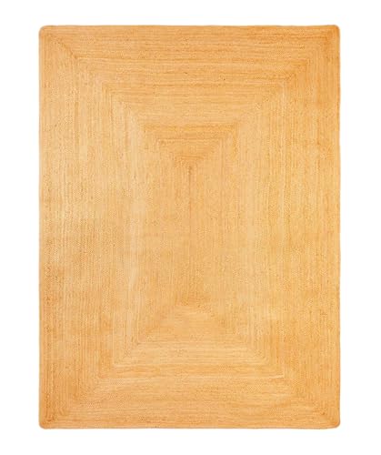 BioEcoLux Teppich Flur Läufer 60 X 90 cm - Jute Teppich Natur Boho Ethno Muster – Handgefertigt & Modern – 100% Naturfaser – Wohnzimmer, Schlafzimmer, Küche, Flur, Outdoor – Beige von BioEcoLux