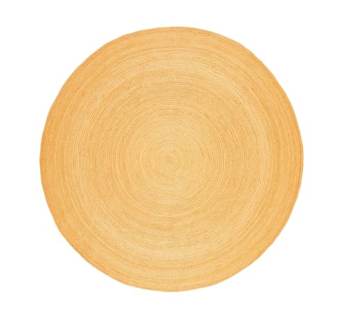 BioEcoLux Teppich Rund 120 cm - Runder Jute Teppich Natur Boho Ethno Muster – Handgefertigt & Modern – 100% Naturfaser – Wohnzimmer, Schlafzimmer, Küche, Flur, Outdoor – Beige von BioEcoLux