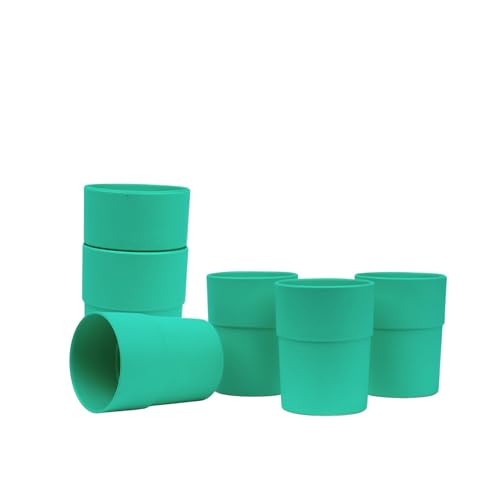 BioFactur Kinderbecher Set | 265 ml BPA-frei trinkbecher | Plastikbecher | Wiederverwendbares und Mikrowellen & Spülmaschinenfest picknick becher set | Made in Germany (Türkis, 6 er) von BioFactur