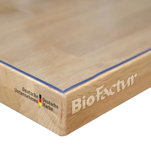 BioFactur Tischfolie transparent nach maß | glasklar durchsichtige tischdecke | 2 mm tischschutz transparent | Abwaschbar | Gerader Kante schreibtischunterlage (Transparent, 80 x 250 cm) von BioFactur