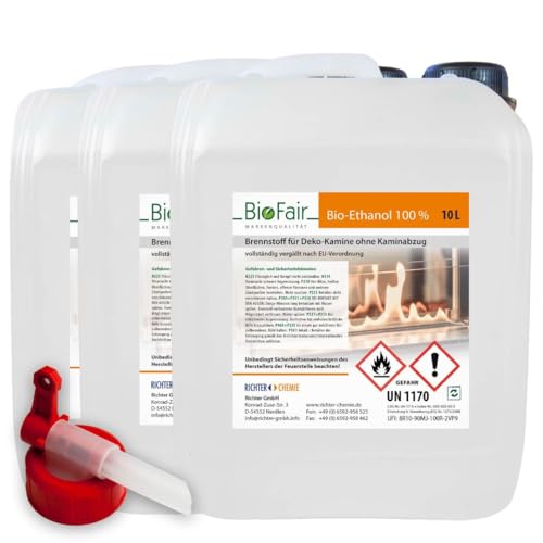 30L Bioethanol 100% Ethanol mit Dosierhahn von BioFair