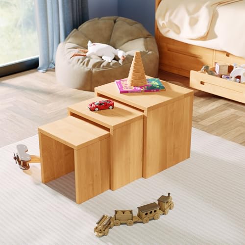 BioKinder Beistelltisch, Nachttisch, Couchtisch 3er Set aus Bio-Massivholz Erle von BioKinder - Das gesunde Kinderzimmer