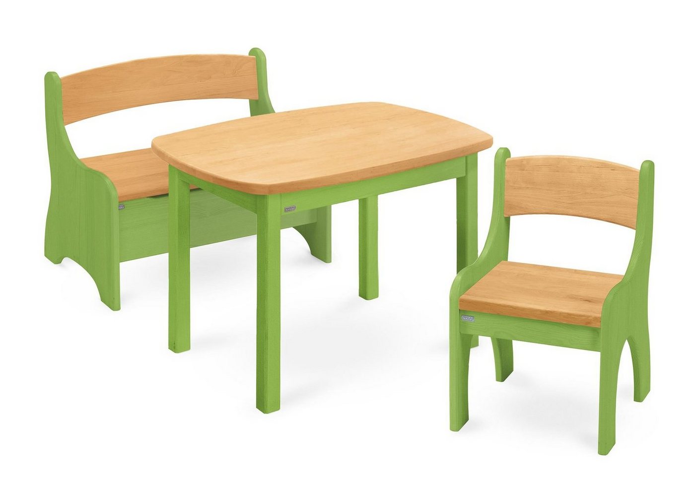 BioKinder - Das gesunde Kinderzimmer Kindersitzgruppe Levin, mit Tisch, Sitzbank und Stuhl, Sitzhöhe 30 cm von BioKinder - Das gesunde Kinderzimmer