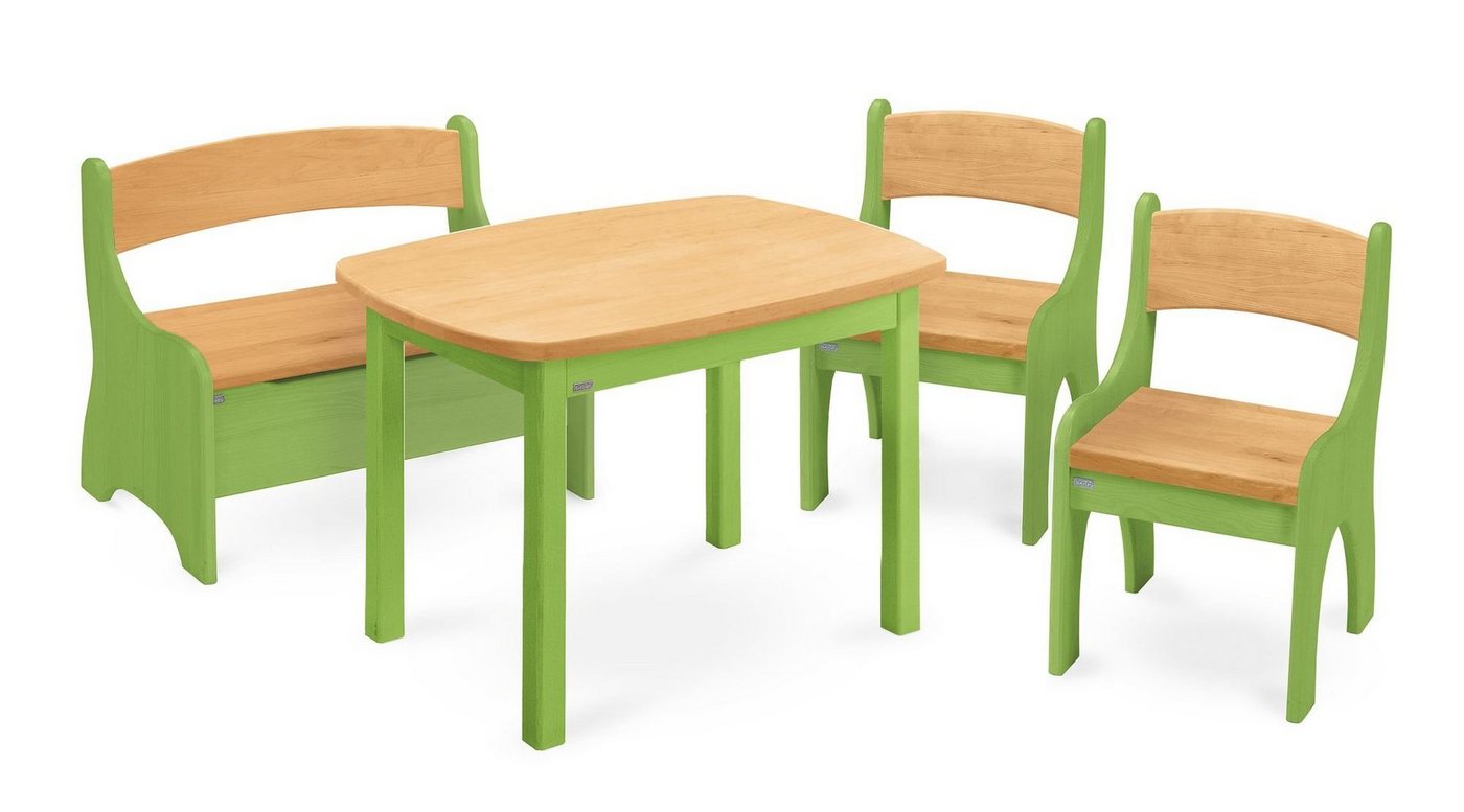 BioKinder - Das gesunde Kinderzimmer Kindersitzgruppe Levin, mit Tisch, Sitzbank und zwei Stühlen, Sitzhöhe 30 cm von BioKinder - Das gesunde Kinderzimmer