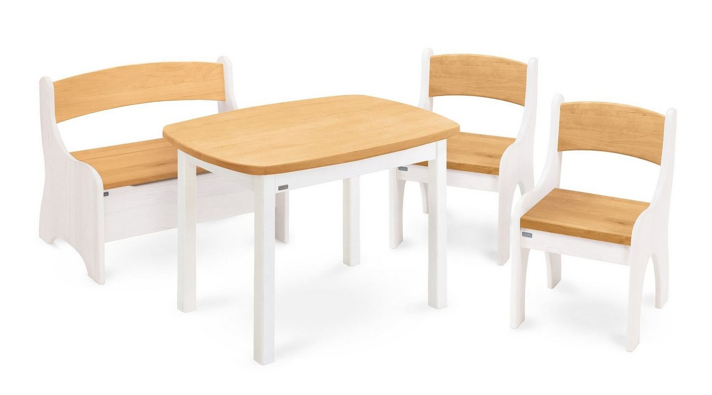 BioKinder - Das gesunde Kinderzimmer Kindersitzgruppe Levin, mit Tisch, Sitzbank und zwei Stühlen, Sitzhöhe 30 cm von BioKinder - Das gesunde Kinderzimmer