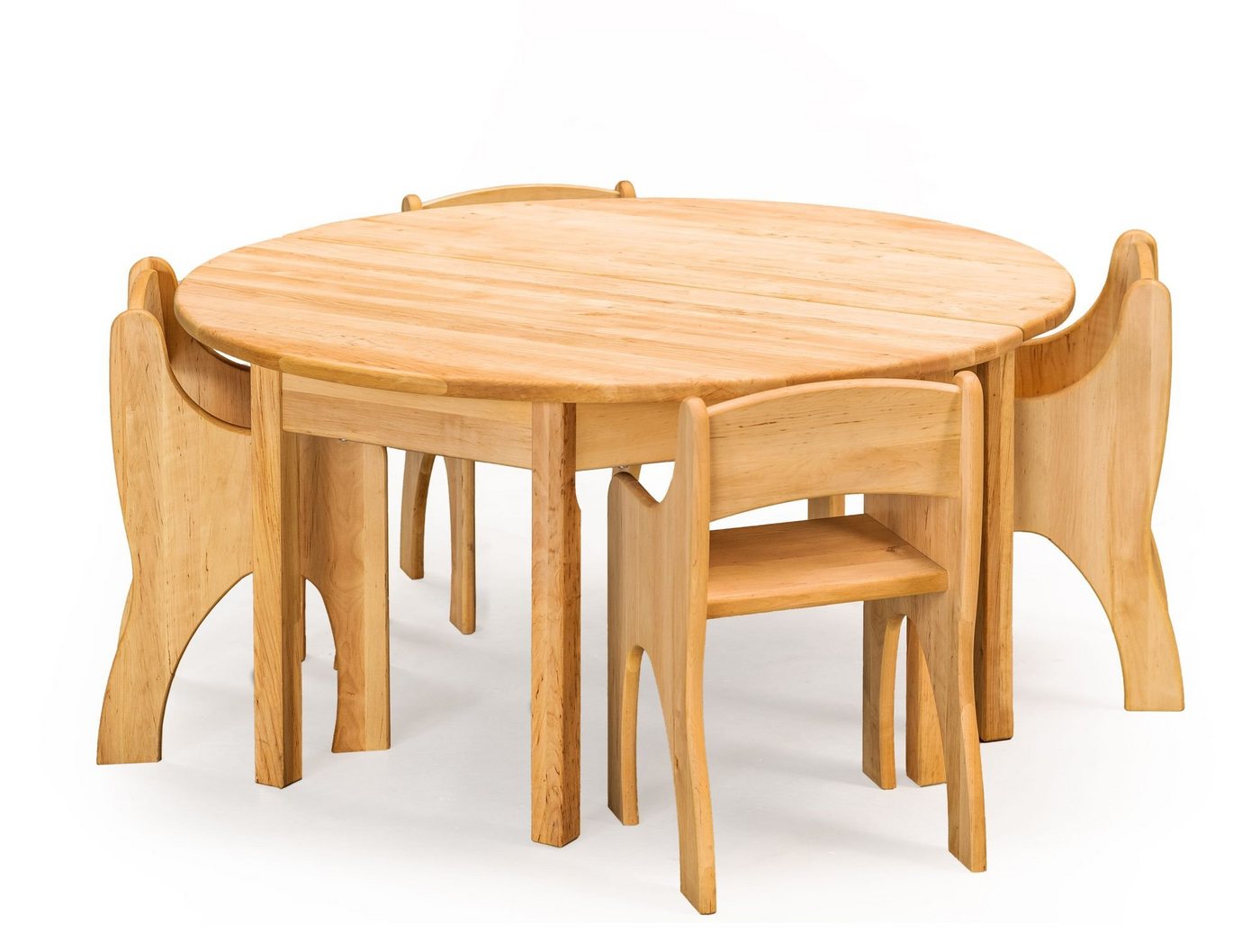 BioKinder - Das gesunde Kinderzimmer Kindersitzgruppe Levin, Tisch Set rund mit 4 Stühlen mit Armlehne von BioKinder - Das gesunde Kinderzimmer