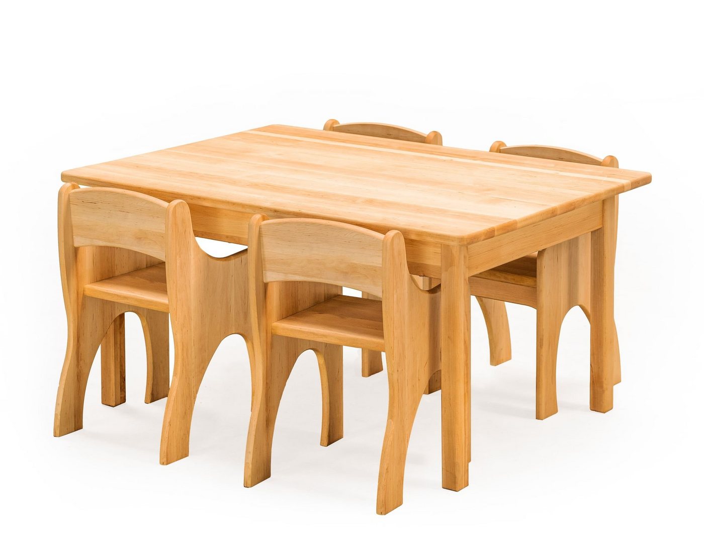 BioKinder - Das gesunde Kinderzimmer Kindersitzgruppe Levin, Tisch rechteckig mit 4 Stühlen mit Armlehne von BioKinder - Das gesunde Kinderzimmer