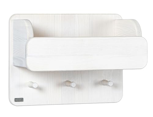 BioKinder Garderobe mit Ordnungsfach Wandgarderobe mit Ablage Laura aus zertifiziertem Massivholz Kiefer Naturweiß lasiert 30 x 40 x 20 cm von BioKinder - Das gesunde Kinderzimmer
