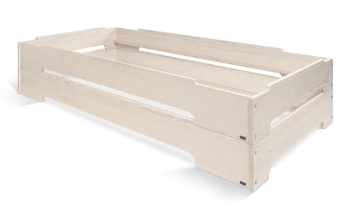 BioKinder Stapelbett 2er Set Stapelliege Gästebett Kai aus zertifiziertem Massivholz Kiefer Naturweiß lasiert 90 x 200 cm von BioKinder - Das gesunde Kinderzimmer