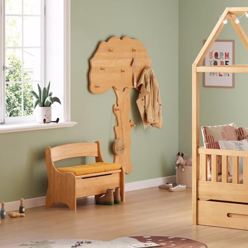 Original Baumgarderobe von BioKinder® | Garderobe & Kindergarderobe aus Bio-Erlenholz zur Wandbefestigung |Größe ca. 140 x 88 cm | mit 9 Haken | robust & langlebig von BioKinder - Das gesunde Kinderzimmer