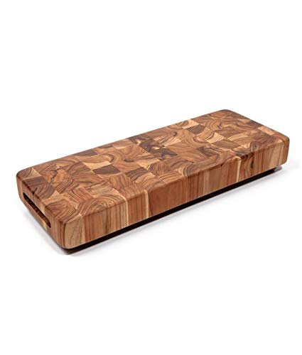 BioMaderas® Echtes Teak Hackblock FSC 100% 46 x 18 x 5,1 cm Schneidebrett Butcherblock von BioMaderas