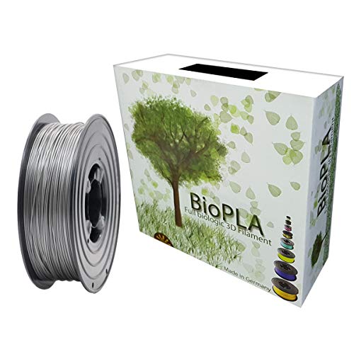 Bio PLA Filament 1,75mm 1kg Spule Full Biologic PLA Filament 1000g für alle 3D Drucker (Dunkelgrau Metallic) von BioPLA