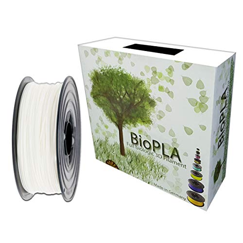 Bio PLA Filament 1,75mm 1kg Spule Full Biologic PLA Filament 1000g für alle 3D Drucker (Weiss) von BioPLA