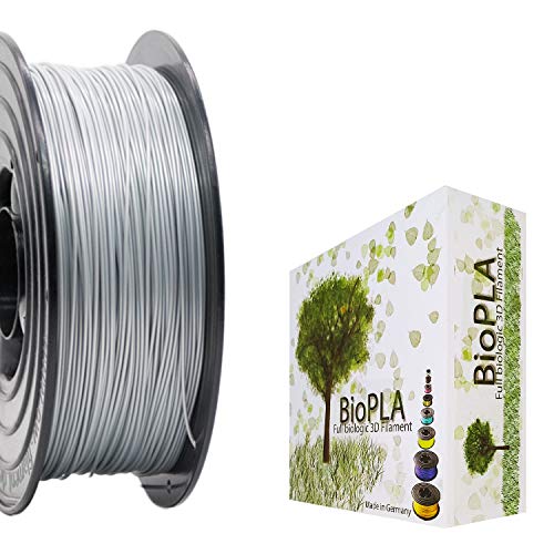 Bio PLA Filament 3D-Drucker PLA 1,75mm 1kg Spule Rolle (Silber Metallic) von BioPLA