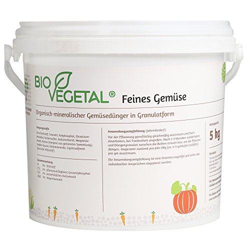 BioVegetal Feines Gemüse-Dünger mit Guano und natürlicher Langzeitwirkung durch Fixierung der Nährstoffe durch Ton-Humus-Komplex, 5 kg Eimer von BioVegetal