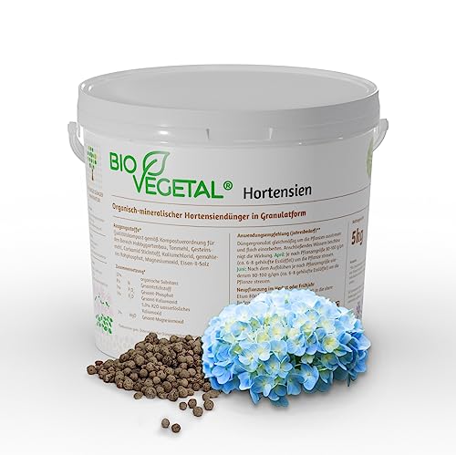 BioVegetal Hortensiendünger mit Guano und natürlicher Langzeitwirkung durch Fixierung der Nährstoffe durch Ton, 5 kg Eimer von BioVegetal