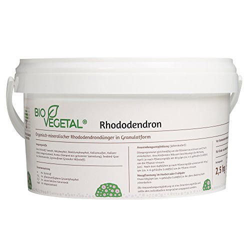 BioVegetal Rhododendrondünger mit Guano und natürlicher Langzeitwirkung durch Fixierung der Nährstoffe durch Ton-Humus-Komplex, 2,5 kg Eimer BioVegetal Rhododendrondünger mit Guano und natürlicher Langzeitwirkung durch Fixierung der Nährstoffe durch Ton-Humus-Komplex, 2,5 kg Eimer von BioVegetal