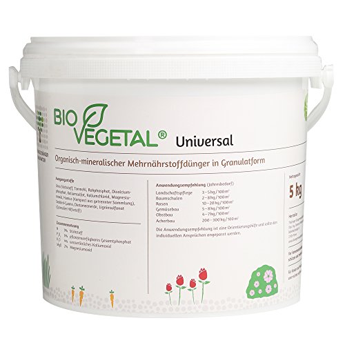 BioVegetal Universaldünger mit Guano und natürlicher Langzeitwirkung durch Fixierung der Nährstoffe durch Ton-Humus-Komplex, 5 kg Eimer von BioVegetal