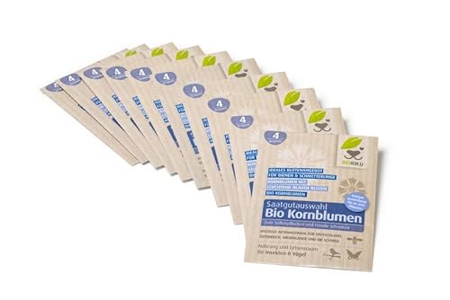 Biobalu Bio Kornblumen Samen 10 x 4g - Saatgut für ca. 10 x 600 Pflanzen - Sommerblumen bienenfreundlich (10) von Biobalu