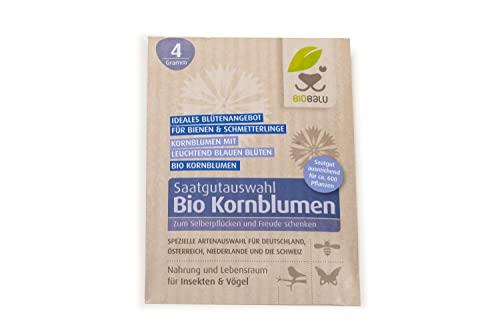 Biobalu Bio Kornblumen Samen 4g - Saatgut für ca. 600 Pflanzen - Sommerblumen bienenfreundlich von Biobalu