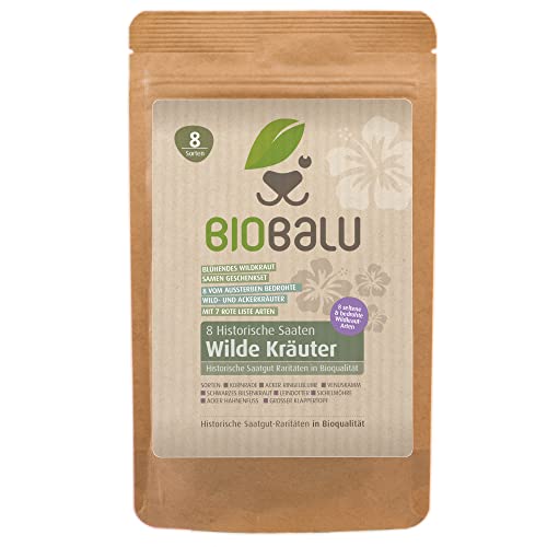 Biobalu Bio Wilde Kräuter Set - 8 Seltene & Bedrohte Ackerwildkräuter sortenreine Päckchen - Wildblumen Gefährdet Rote Liste - Bienenfreundlich von Biobalu