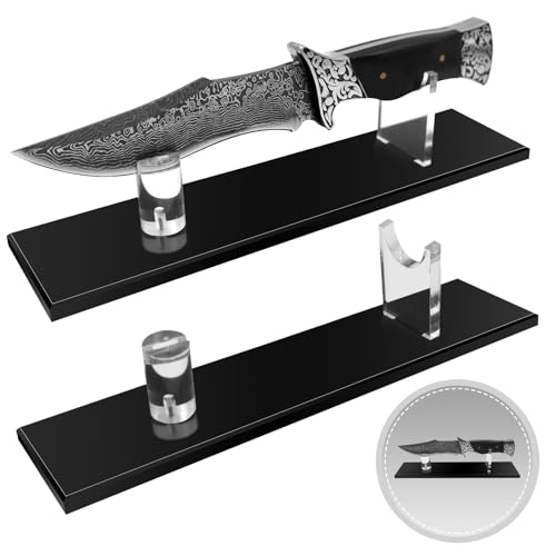 2 Stück Acryl-Messerständer/Messerhalter, Messer-Vitrine für feste Klinge, Messer-Präsentationsständer, Einzelmesser-Präsentationsständer sind geeignet für die Präsentation der meisten Messer von Biobasedon