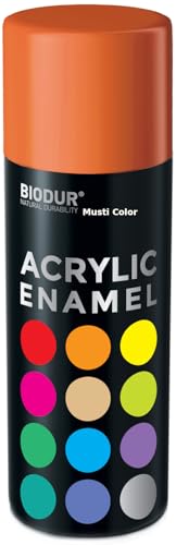 Biodur 400ml Dose Acryllack Autolack Sprühfarbe Lackspray Spraydose Rostschutz Sprühlack Graffiti Farbe Orange glänzend RAL 2004 von Biodur