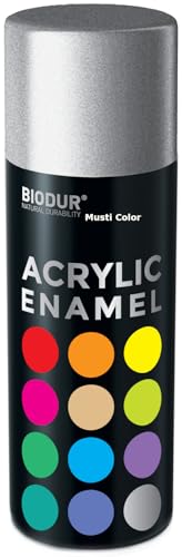 Biodur 400ml Dose Acryllack Autolack Sprühfarbe Lackspray Spraydose Rostschutz Sprühlack Graffiti Farbe Silber glänzend RAL 9006 von Biodur