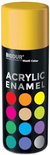 Biodur 400ml Dose Acryllack Autolack Sprühfarbe Lackspray Spraydose Rostschutz Sprühlack Graffiti Farbe Verkehrsgelb glänzend RAL 1023 von Biodur